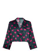 Jacket Ls Satin Hearts Topp Black Hunkemöller