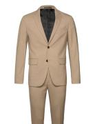 Plain Mens Suit - Normal Length Dress Beige Lindbergh