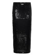 Sequin Midi Skirt Knelangt Skjørt Black Mango