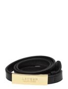 Logo Leather Skinny Belt Belte Black Lauren Ralph Lauren