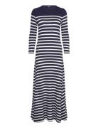 Striped Waffle-Knit Dress Maxikjole Festkjole Navy Polo Ralph Lauren