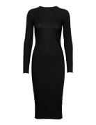 Karlina O-Neck Ls Dress Knelang Kjole Black NORR