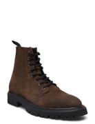 Tatum Suede Lace-Up Boot Støvletter Med Snøring Brown Les Deux