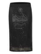 Kabolette Sequin Skirt Knelangt Skjørt Black Kaffe