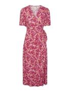 Yasalira Ss Long Wrap Dress S. Noos Knelang Kjole Pink YAS