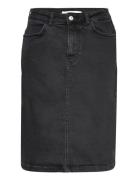 Elisa Skirt Knelangt Skjørt Grey Basic Apparel