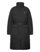 Belted Quilted Coat Vattert Jakke Black Calvin Klein Jeans