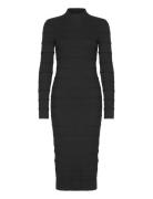 Vmlucky Ls Highneck Calf Dress Ga Boo Knelang Kjole Black Vero Moda