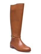 Bridgette Burnished Leather Tall Boot Høye Støvletter Brown Lauren Ral...