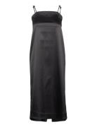 Double Satin Maxi Skirt Knelang Kjole Black Ganni