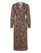 Vincent Wrap Dress Knelang Kjole Brown Second Female