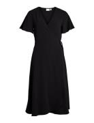 Vilovie S/S Wrap Midi Dress/Su - Noos Knelang Kjole Black Vila