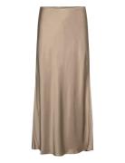 Kamia Midi Skirt Knelangt Skjørt Beige Minus