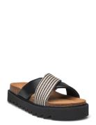 Women Slides Flate Sandaler Black Tamaris