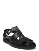 Sandals - Flat - Closed Toe - Op Flate Sandaler Black ANGULUS