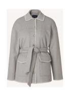 Miriam Wool Blend Blanket Stitch Jacket Ulljakke Jakke Grey Lexington ...