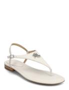 Ellington Lizard-Embossed Sandal Flate Sandaler White Lauren Ralph Lau...