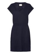 Linen Blend Dress Knelang Kjole Navy GANT