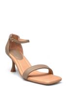 Leah Ankle Strap Sandal Med Hæl Beige Shoe The Bear