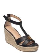 Burnished Calf-Hale-Es-Csl Sandal Med Hæl Espadrilles Black Lauren Ral...