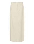 Lizagz Linen Hw Skirt Langt Skjørt Cream Gestuz