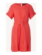 Meghan Linen Dress Knelang Kjole Red Lexington Clothing