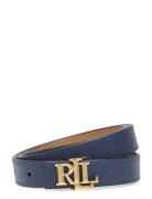 Logo Reversible Leather Skinny Belt Belte Blue Lauren Ralph Lauren