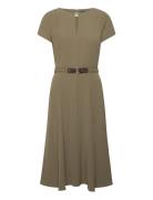 Belted Georgette Dress Knelang Kjole Green Lauren Ralph Lauren