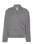 Overlap Suiting Blazer Blazers Single Breasted Blazers Grey REMAIN Bir...