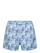 Palm Trees Print Swimsuit Badeshorts Blue Mango