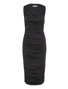 Katherine Draped Jersey Midi Dress Knelang Kjole Black Malina