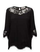 Kalanie Blouse Tops Blouses Long-sleeved Black Cream