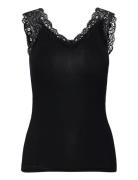 Pcbarbera Lace Top Jrs Noos Bc Tops T-shirts & Tops Sleeveless Black P...