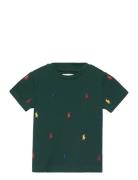 Polo Pony Cotton Mesh Tee Tops T-shirts Short-sleeved Green Ralph Laur...