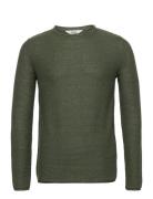 Sdjarah 62100 Knit Pullover Tops Knitwear Round Necks Khaki Green Soli...