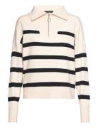 Vmsaba Stripe Ls Highneck Blouse Ga Noos Tops Knitwear Turtleneck Beig...