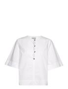 Cotton Poplin Blouse Tops Blouses Short-sleeved White Ganni