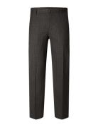 Slhslim-Neil Brwn Navy Chk Trs B Bottoms Trousers Formal Brown Selecte...