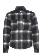 Padded Checked Overshirt Tops Overshirts Black Lindbergh