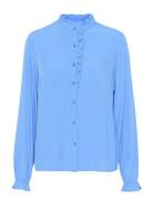 Crvenea Shirt Tops Shirts Long-sleeved Blue Cream