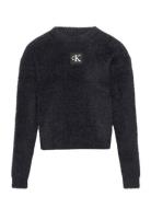 Monogram Soft Sweater Tops Knitwear Pullovers Black Calvin Klein