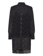 Monogram Glitter Flock Tunic Tops Shirts Long-sleeved Black Karl Lager...