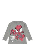 Nmmdomi Spidey Ls Top Mar Tops T-shirts Long-sleeved T-shirts Grey Nam...