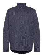 Valencia Stretch Aop Shirt Ls Tops Shirts Casual Blue Clean Cut Copenh...