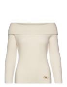 Off Shldr Fold Swtr Top Tops Knitwear Jumpers Cream Michael Kors