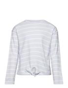 Knot Striped T-Shirt Tops T-shirts Long-sleeved T-shirts Blue Mango