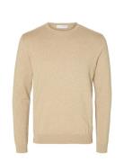 Slhberg Crew Neck B Tops Knitwear Round Necks Cream Selected Homme