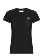 Jacquard Slim T-Shirt Tops T-shirts & Tops Short-sleeved Black New Bal...