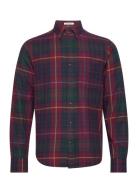 Reg Ut Plaid Flannel Check Tops Shirts Casual Burgundy GANT