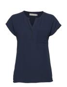 Frzawov 2 Blouse Tops T-shirts & Tops Short-sleeved Navy Fransa